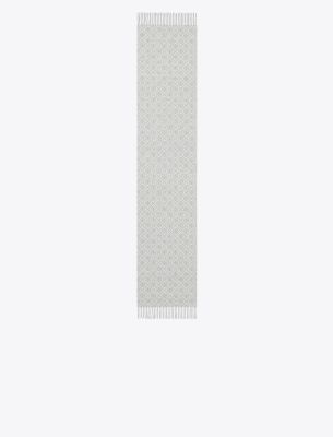 Tory Burch T Monogram Oblong Scarf In Gray