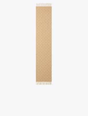 Tory Burch T Monogram Oblong Scarf In Camel