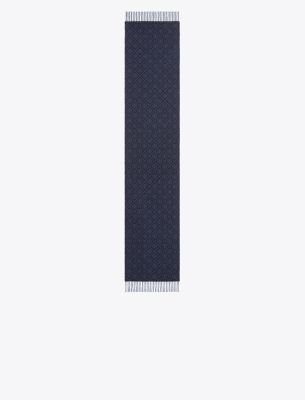 Tory Burch T Monogram Oblong Scarf In Tory Navy