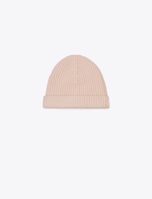 Shop Tory Burch Ribbed Knit Cashmere Beanie In Pink