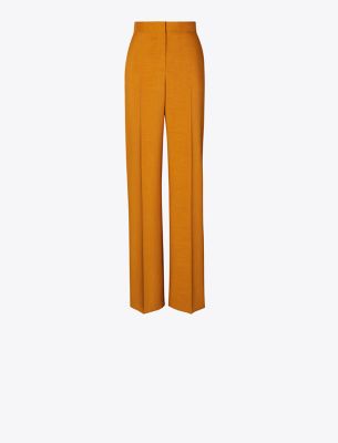 Shop Tory Burch Tailored Drapey Mélange Pant In Cognac Amber