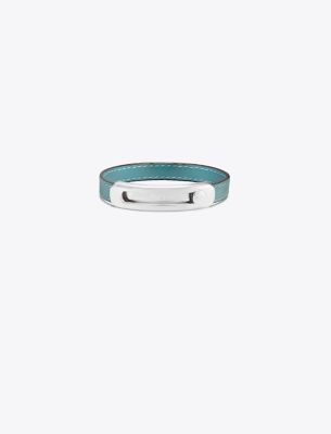 Tory Burch Pierced Slider Bracelet In Light Silver/tumeric Blue