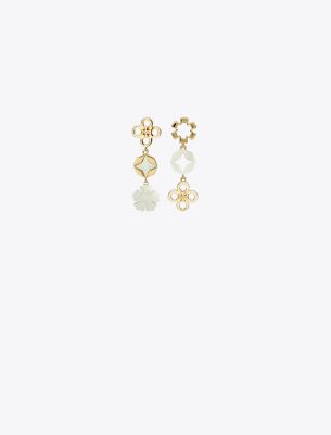 Tory Burch Kira Clover Linear Earring In Tory Gold/mother Of Pearl
