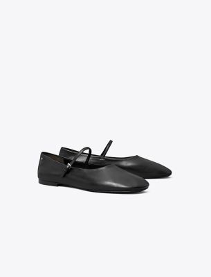 Tory Burch Runway Ballerina Shoes In Perfect Black