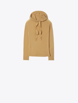 Tory Burch Nylon Hoodie In Soft Barley