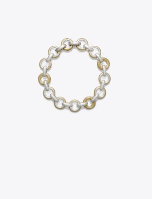 Shop Tory Burch Donut Necklace In Light Silver/multi