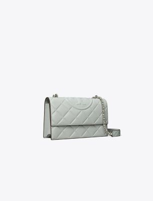 Tory Burch Small Fleming Convertible Shoulder Bag In Gray