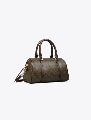 Tory Burch T Monogram Coated Canvas Petite Barrel Bag In French Press