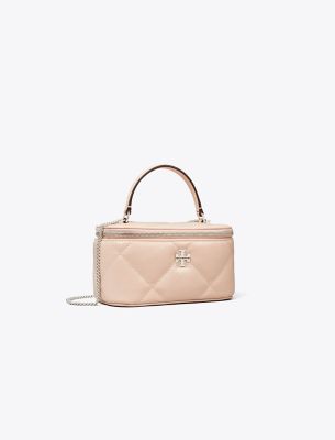 Tory Burch Kira Quilted Leather Vanity Top-handle Bag In Soft Pink
