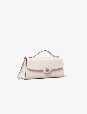 Tory Burch Robinson Spazzolato Leather Convertible Shoulder Bag In Powder Pink