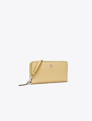 Tory Burch Robinson Pebbled Zip Continental Wallet In Brown