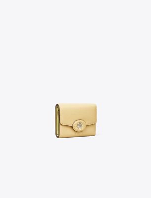 Tory Burch Small Robinson Pebbled Wallet In Brown