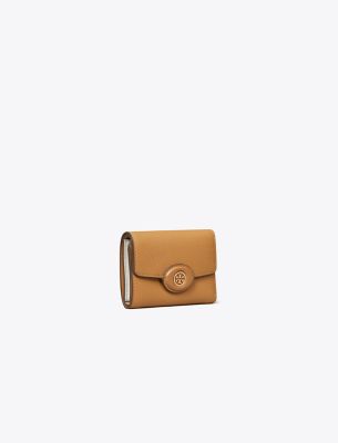 Tory Burch Small Robinson Pebbled Wallet In Tiramisu