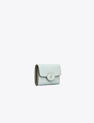 Tory Burch Small Robinson Pebbled Wallet In Blue