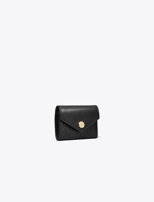 Tory Burch T Monogram Leather Small Envelope Wallet In Black