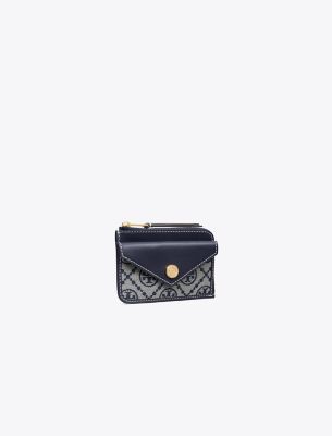 Tory Burch T Monogram Zip Card Case In Tory Navy