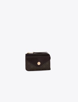 Tory Burch T Monogram Coated Canvas Envelope Zip Card Case