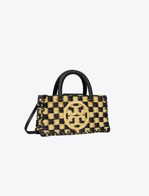 Tory Burch Ella Hand-crocheted East-west Tote In Black/natural