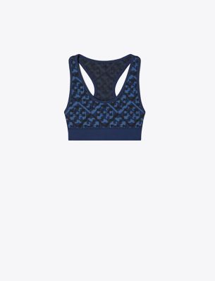 Tory Burch T Monogram Jacquard Seamless Bra In Dark Blue Prismatic T Monogram
