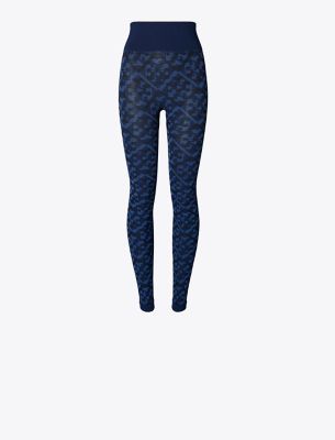 Tory Burch T Monogram Jacquard Seamless Legging In Dark Blue Prismatic T Monogram