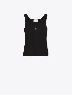 Tory Sport Tory Burch Cotton Scoop Tank In Black