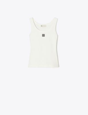 Tory Sport Tory Burch Cotton Scoop Tank In Snow White