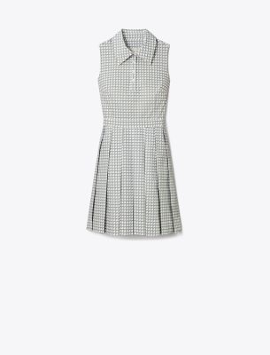 Tory Sport Tory Burch Printed Stretch Golf Dress In Grey Gradient Gingham