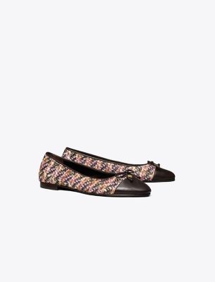 Tory Burch Cap-toe Ballet In Rosa Multi/cocoa