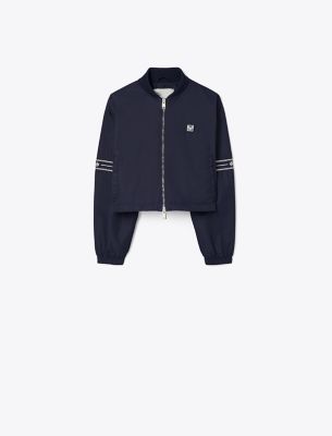 Tory Sport Nylon Bomber Jacket In Deep Navy