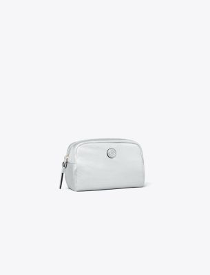 TORY BURCH VIRGINIA METALLIC CURVED COSMETIC CASE 