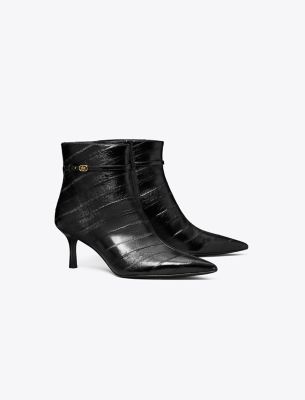 Shop Tory Burch Double T Buckle Ankle Boot In Perfect Black