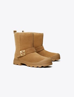 Shop Tory Burch Mellow Shearling Boot In Chestnut/gold