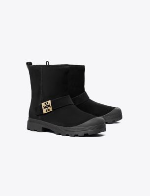Tory Burch Mellow Shearling Boot In Perfect Black/gold