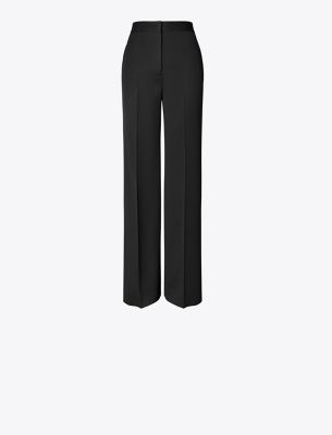 Tory Burch Wide Leg Twill Pant In Black