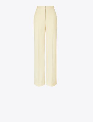 Tory Burch Wide Leg Twill Pant In French Cream