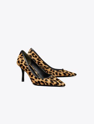 Shop Tory Burch Double T Buckle Pump In Classic Leopard