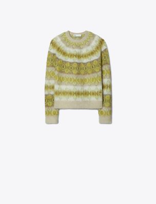 Tory Burch Brushed Wool Sweater In Green Serpent