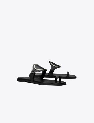 Tory Burch Toe Ring Sandal In Perfect Black/silver