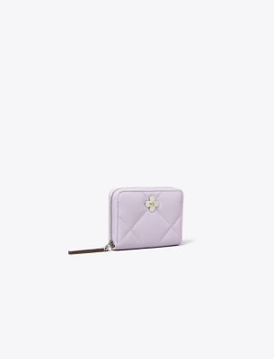 Tory Burch Small Kira Diamond Quilt Clover Wallet In Purple Heather