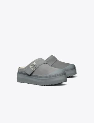 Shop Tory Burch Mellow Platform Mule In Charcoal Gray/silver