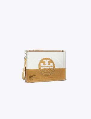 Tory Burch Ella Clear Wristlet Pouch Bag In Neutral
