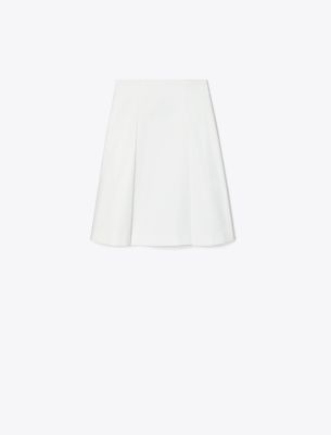 Tory Burch Pleated Twill Skirt In White