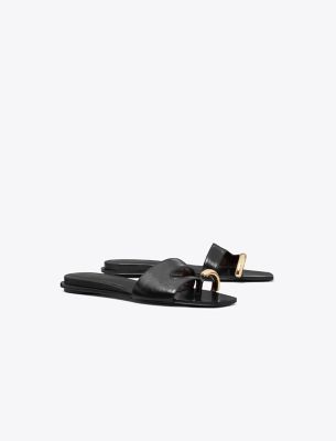 Tory Burch Pierced Slide In Perfect Black/silver