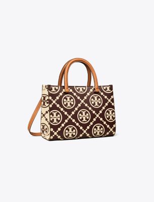 Shop Tory Burch T Monogram Contrast Embossed Top-handle Tote In Deep Maroon/new Cream