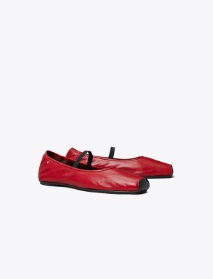 Tory Burch Runway Ballet In Ruby/perfect Black