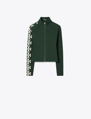 Tory Sport Tory Burch Nylon Logo Zip Top In Conifer