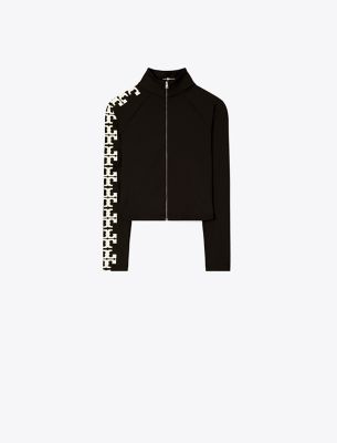 Tory Sport Tory Burch Nylon Logo Zip Top In Black T Logo Row