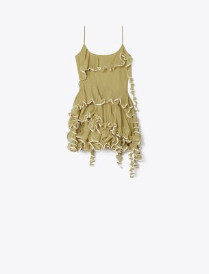 Tory Burch Jellyfish Jersey Dress In Moss Mesh