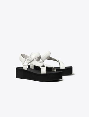 Tory Burch Mellow Platform Sandal In Optic White/silver/perfect Black