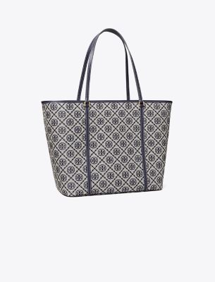 Tory Burch T Monogram Zip Tote In Tory Navy